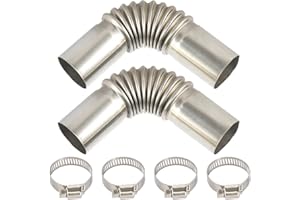 FASBET 2pcs Stainless Steel Exhaust Pipe Elbow Connector 25mm Exhaust Elbow for Diesel Heater Pipes with 4 Clamps Diesel Heater Accessories Diesel Heater Exhaust Connector 25mm Air Diesel Parking Heater