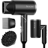 ANNLARY Hair Dryer Blow Dryer with Diffuser, Plasma Ion Hairdryer with Comb | Plasma Hair Care, Strong Airflow, Frizz Control, Overheat Protection, Quiet Drying, Foldable Design, 6.5 Ft Cord