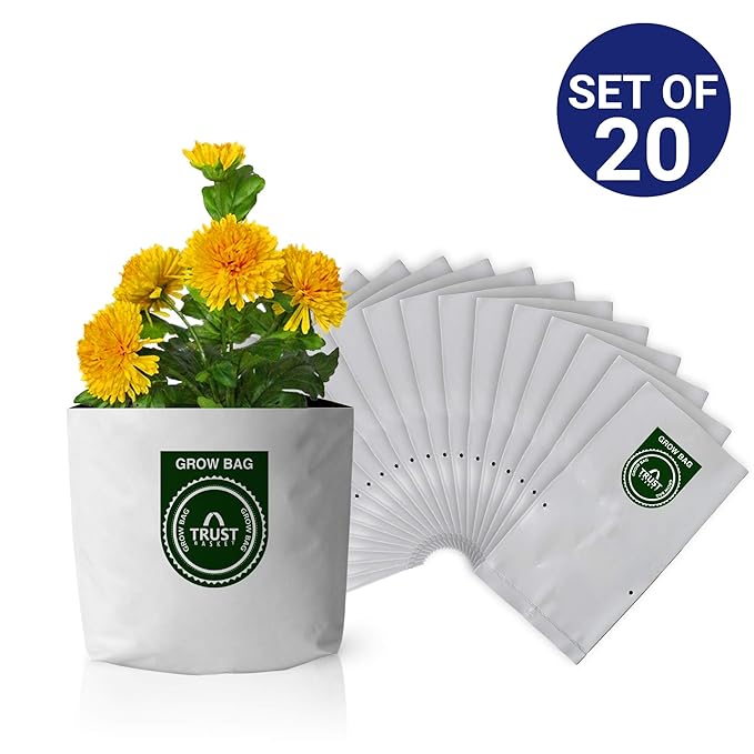 TrustBasket Large Poly Grow Bags UV Stabilized 20 Qty [24cms(L) X24cms