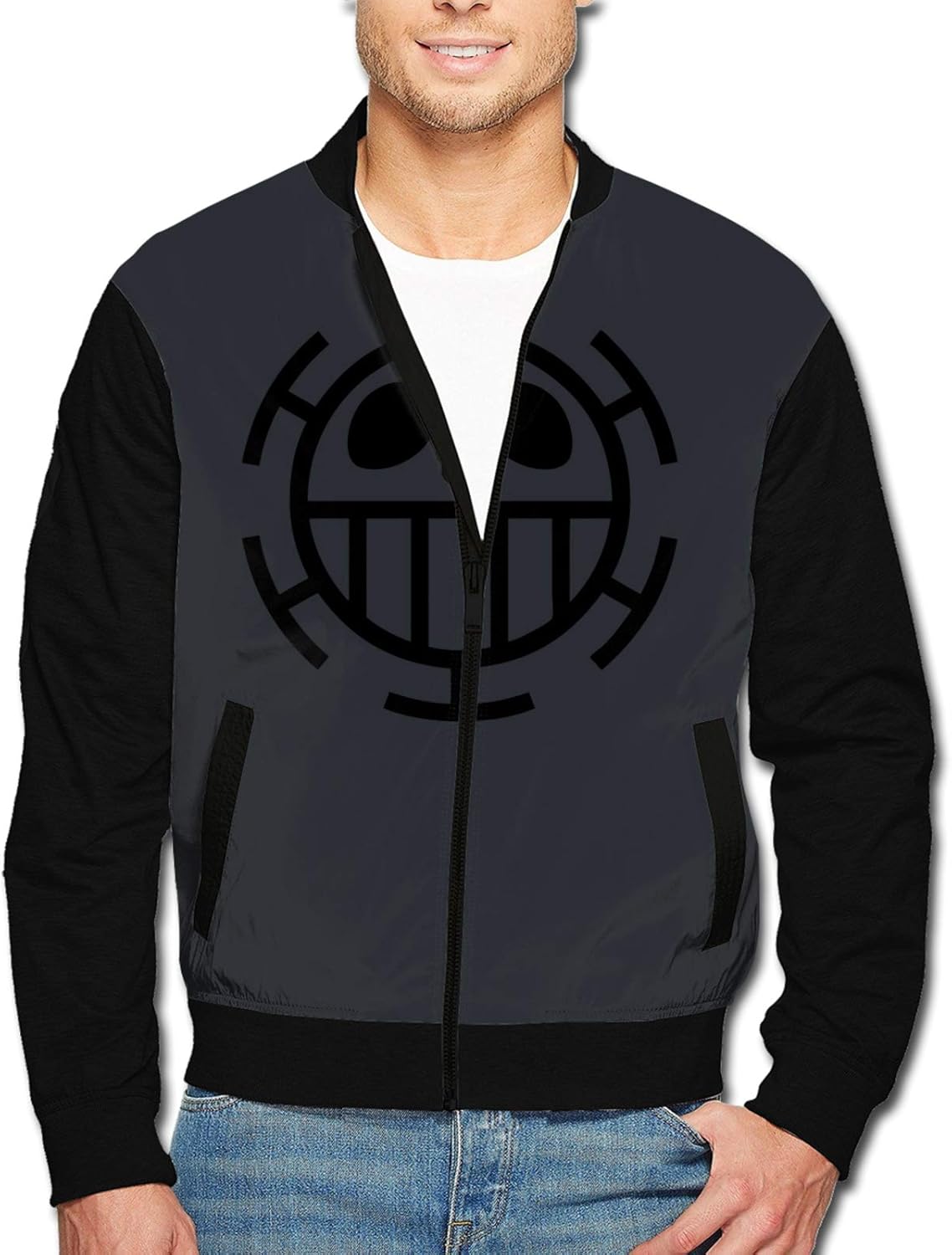 Lwjki Mens Casual Trafalgar Law Logo One Piece Black Jacket at Amazon