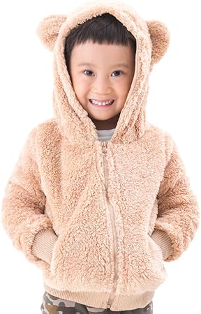Amazon Co Jp ファンファン Funfun 着ぐるみ クマ もこもこパーカー 子供 子供服 キッズ 防寒着 ボア モコモコ ギフト ベージュ 100cm おもちゃ