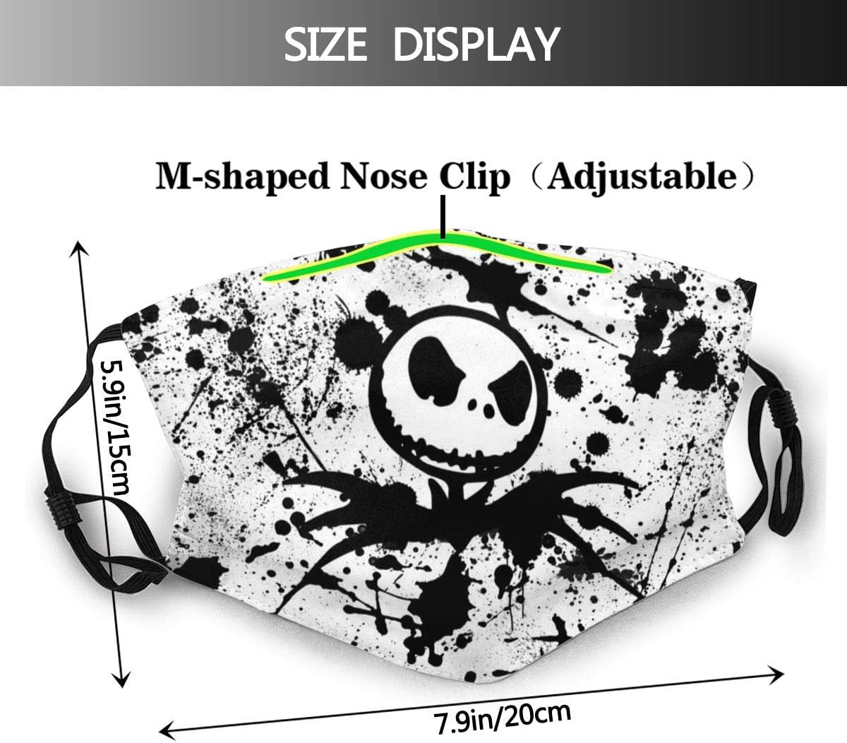 Narustop Fan Mart Windproof Breathable Mouth Guard Activated Carbon Filters, Jack Skellington Theme Painting Art Anti Dust Filters Protection Cover for Jogging Hunting - Adjustable Ear Loops : Sports & Outdoors
