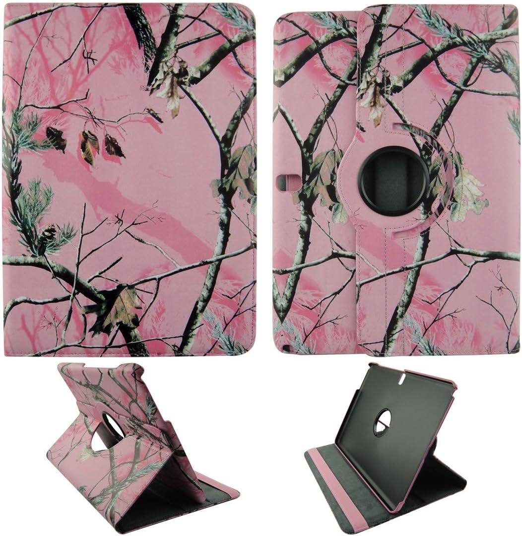 Camo Pink Mozzy For Samsung Galaxy Note Pro 12.2'' Pu PU (Poly) Synthetic Leather Tablet 360 Rotating Folding Case Cover Hard Protector Case Snap-on Cover Syn PU (Poly) Synthetic Leather Tablet