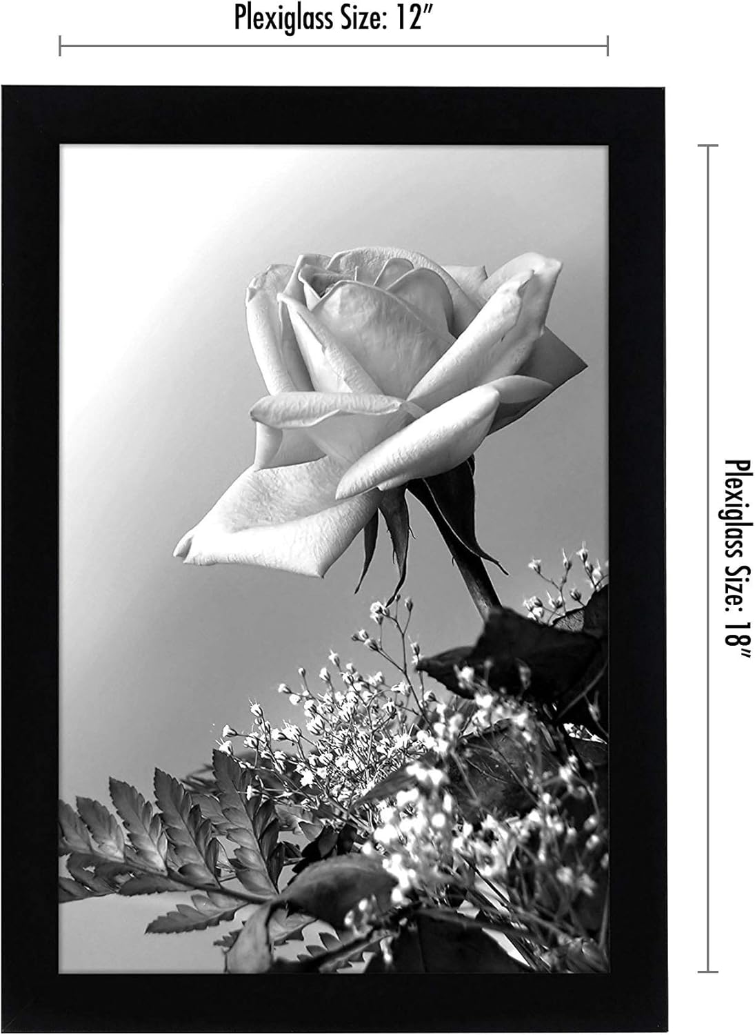 Americanflat 12x18 Poster Frame in Black with Polished Plexiglass - Horizontal and Vertical Formats with Included Hanging Hardware -