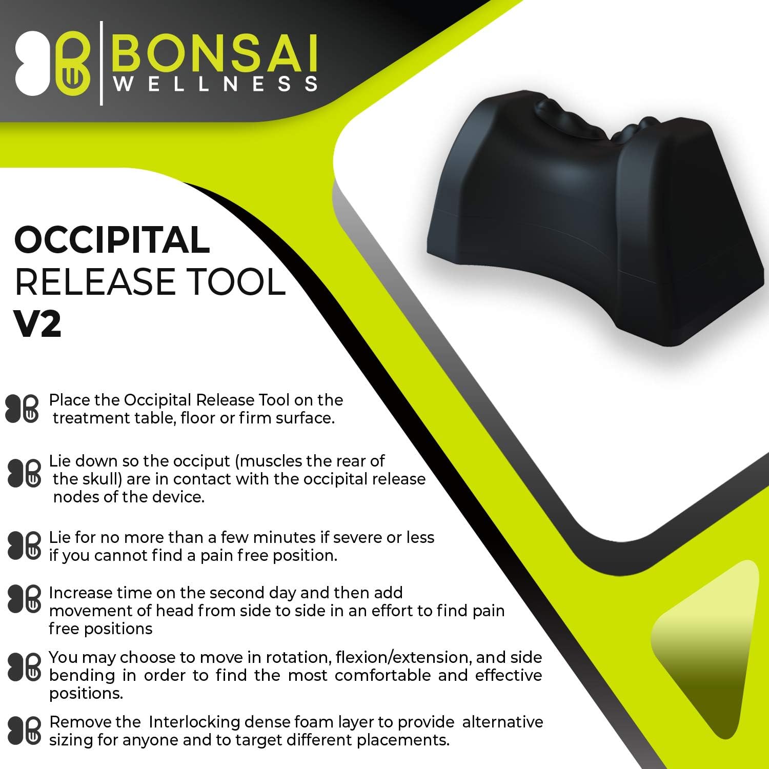 Occipital Release Tool 2.0 - Cervical Traction for Neck and Shoulder Pain Chiropractic Alignment Pivot Device for Trigger Point Therapy Headaches Migraine and Stress (Black): Health & Personal Care