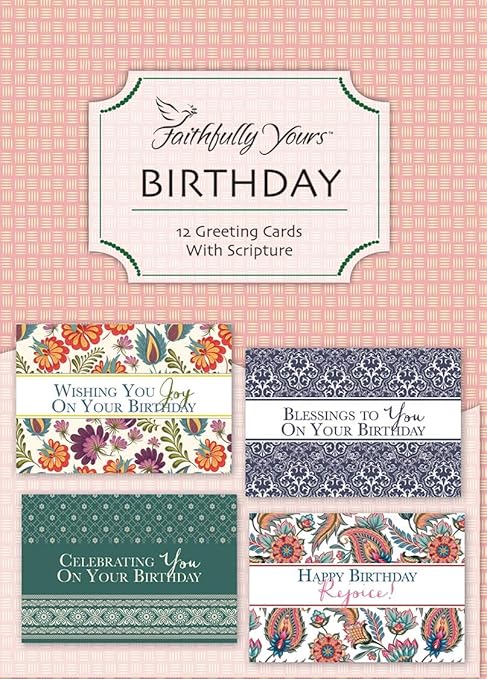 Amazon Birthday Blessings ラージタイプ バースデーグリーティングカード Kjv 聖書 12枚入り グリーティングカード 文房具 オフィス用品