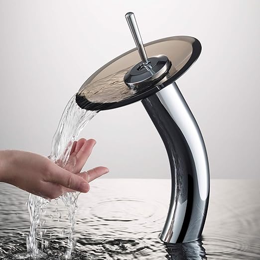 Kraus KGW1700CHBRCL Single Lever Vessel Glass Waterfall Bathroom