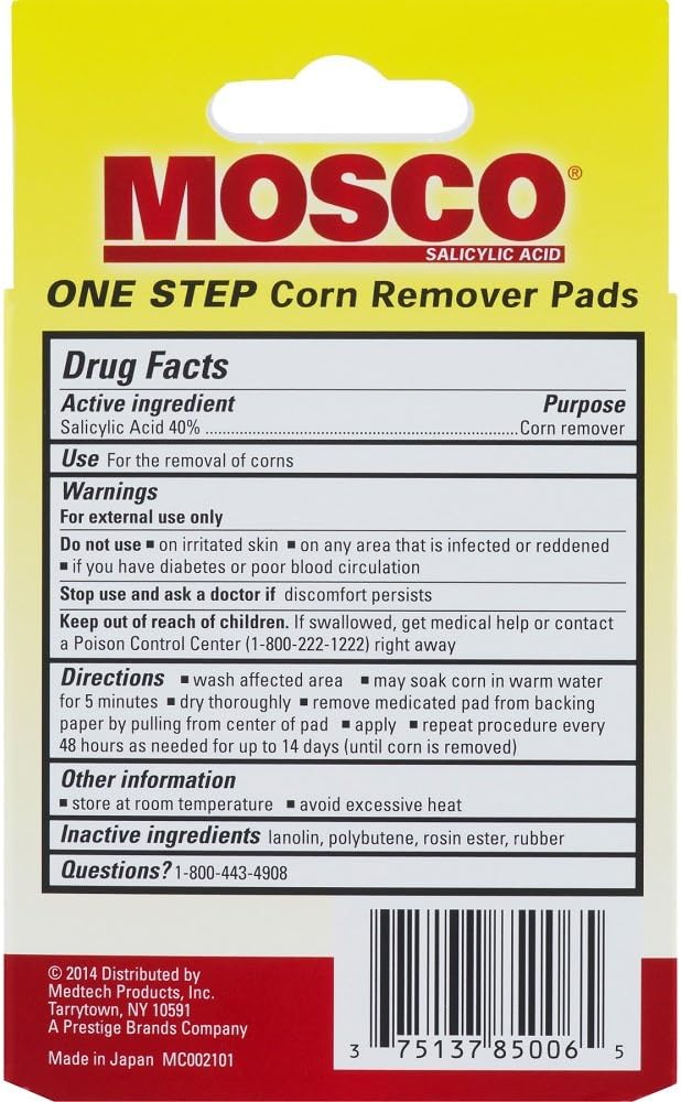 Mosco One Step Corn Remover Pads, 8 Medicated Pads: Health & Personal Care