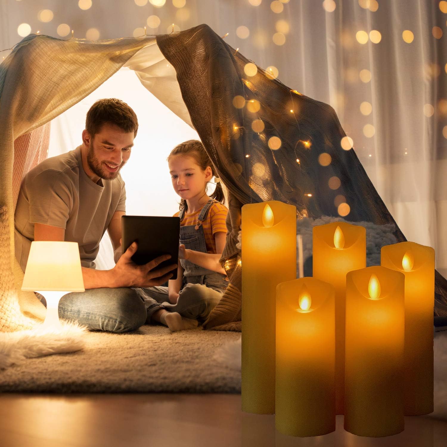 Da by Flameless Candles,Battery Candles,Flickering Candles with Remote.for Seasonal and Festival Celebration’s Led Candles Pack of 5 (H 4" 5" 6"7"8" ) Ivory Real Paraffin Led Candles.: Home & Kitchen