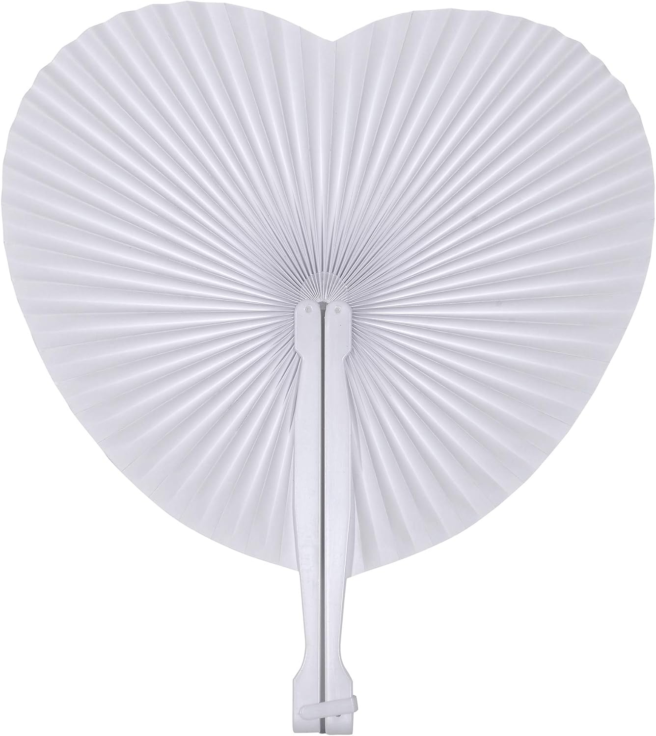 Icelus 60 Pcs White Heart Folding Paper Hand Fans,Decorative Wedding Foldable Handheld Fans Chinese and Japanese Fan Bulk for Bridal Guest Church Party Favors Dancing Birthday DIY