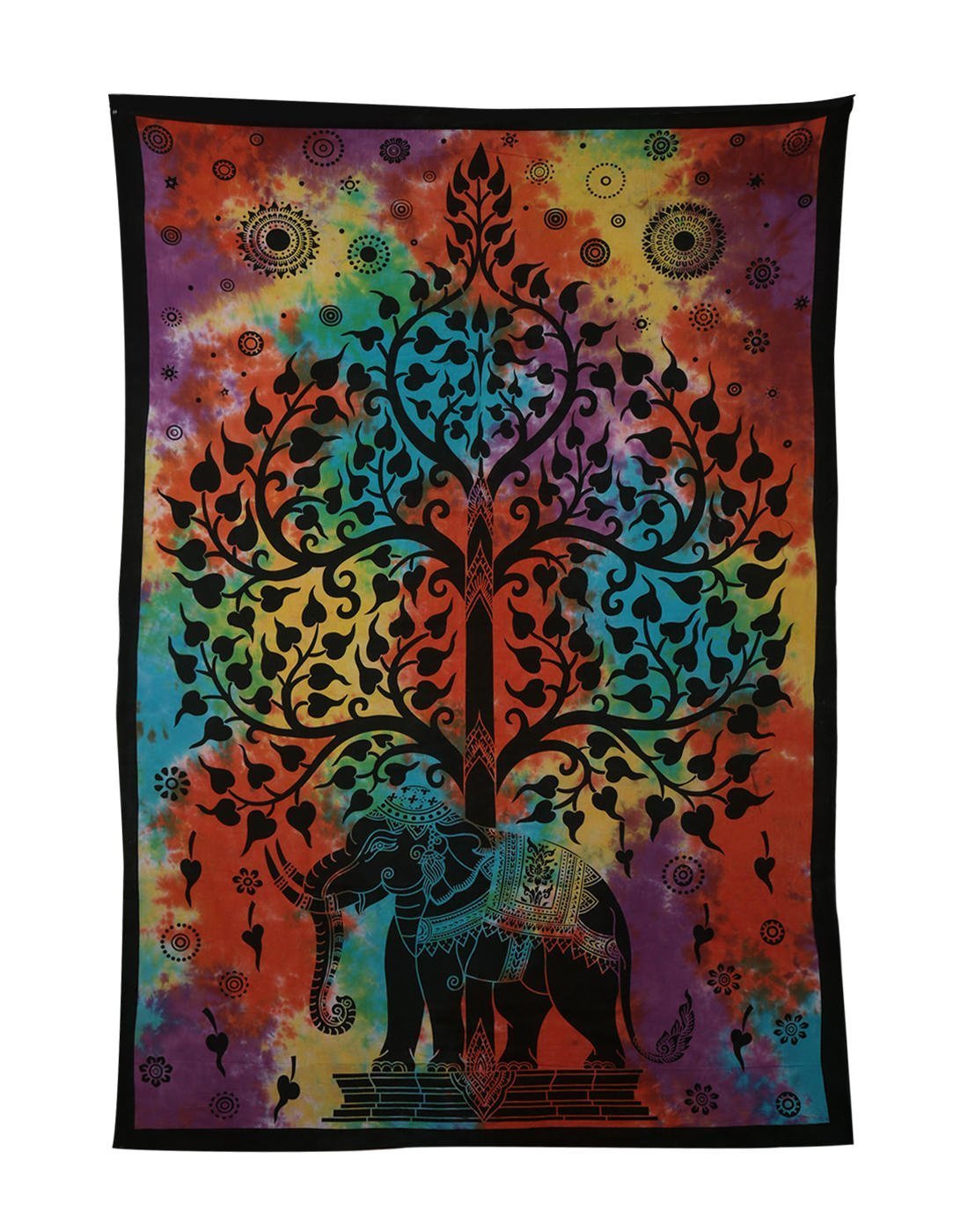 Good Luck Tie Dye Elephant Tapestry Hippie Gypsy Wall Hanging Tree of