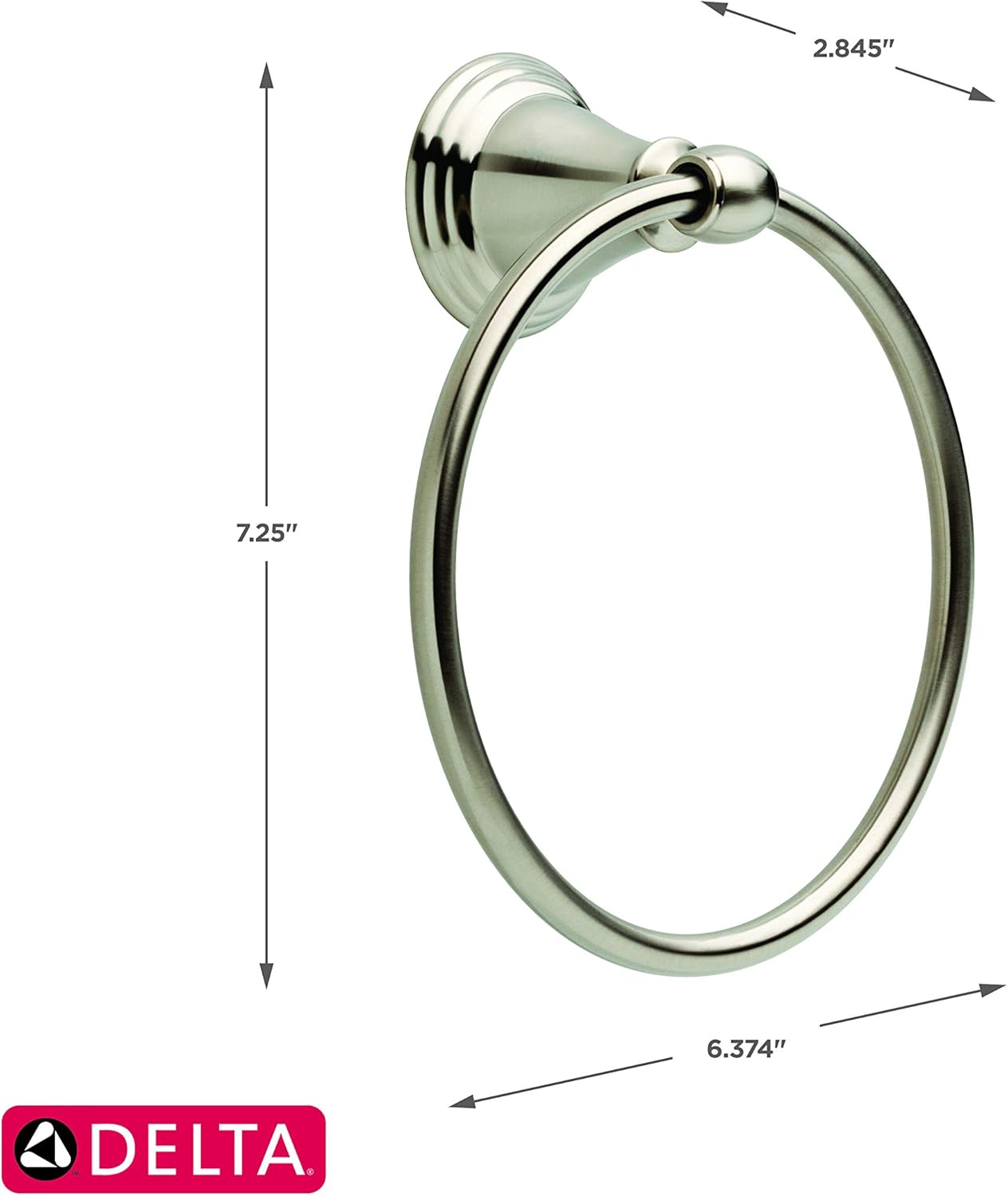 Delta Faucet 79646-BN Windemere Towel Ring, Satin Nickel - Delta Windemere Brushed Nickel - 