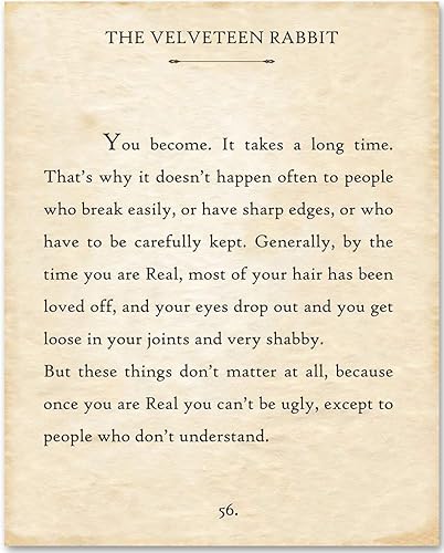 Amazon Com The Velveteen Rabbit You Become 11x14 Unframed Typography Book Page Print Great Inspirational Gift And Decor For Nursery Children S Room And Playroom Under 15 Handmade