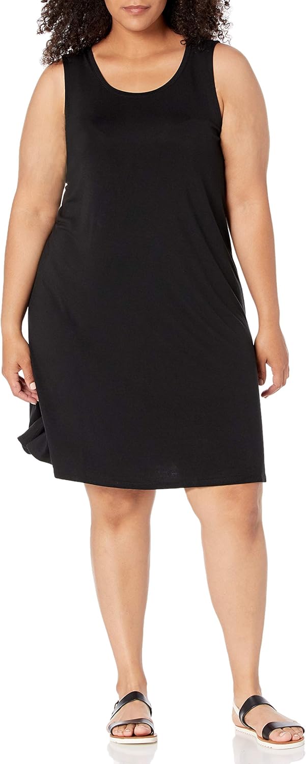 Amazon Essentials Plus Size Tank Swing Dress. Leichtes, ärmelloses Sommerkleidchen schwarz. In den Größen von XL bis 6XL Bild 1
