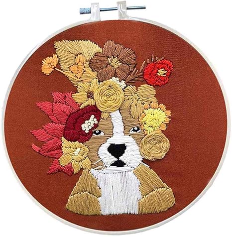 Amazon Freneci カウントクロスステッチdiy刺繡キット手作り針仕事キット大人の初心者花柄犬のパターンアートクラフト家の装飾 D 刺しゅうキット 通販
