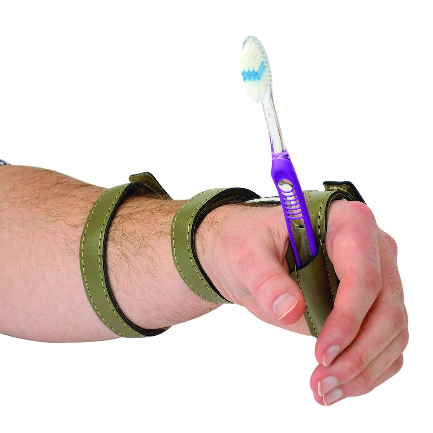 Sammons Preston Economy Wrist Support with Utensil Holder Pocket for Left Hand, Leather Covered Metal Wrist Splint & Kitchen Aid for Carpal Tunnel & Hand Injuries, Stabilize Left Wrists, Large 3.5": Industrial & Scientific