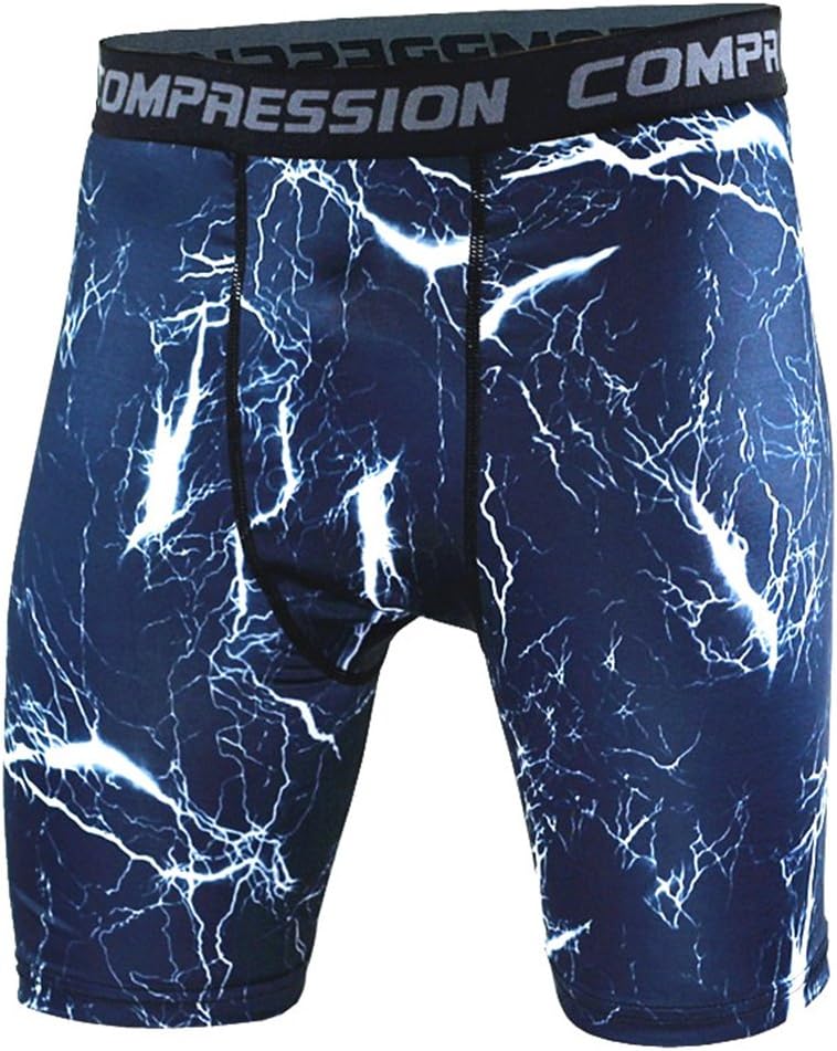 HBSHE Men's Sports Gym Compression Wear Under Base Layer Shorts Pants Athletic Tights