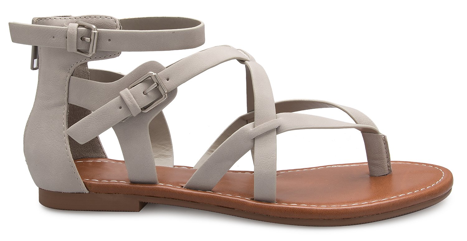 COLIVIA K Women's Strappy Gladiator Flat Sandals- Casual Dress Low Flat Heel- Adjustable, Comfort - Image 3