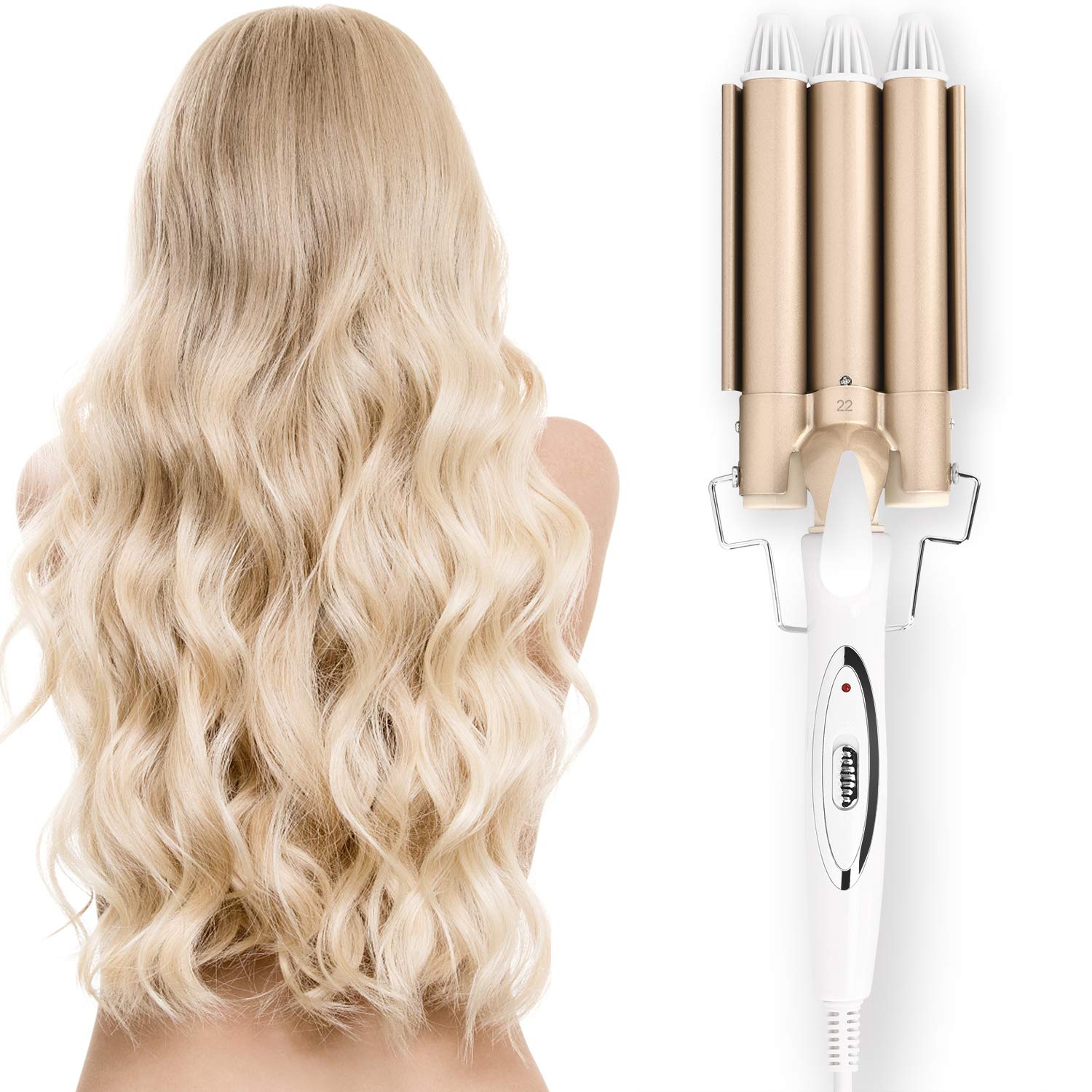 3 Barrel Curling Iron Wand,ASDIBUY Professional Tourmaline