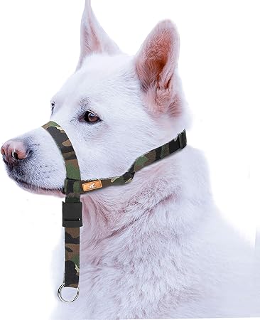 wintchuk Collar de Cabeza de Perro con 2 diseños Coloridos, arnés para la Cabeza Detiene el tirón de Perro, Correa para la Cabeza (S, Verde Militar)