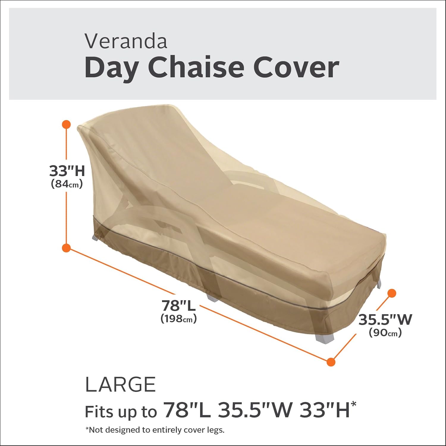 Classic Accessories Veranda Water-Resistant 78 Inch Patio Day Chaise Lounge Chair Cover : Patio Chaise Lounge Covers : Garden & Outdoor