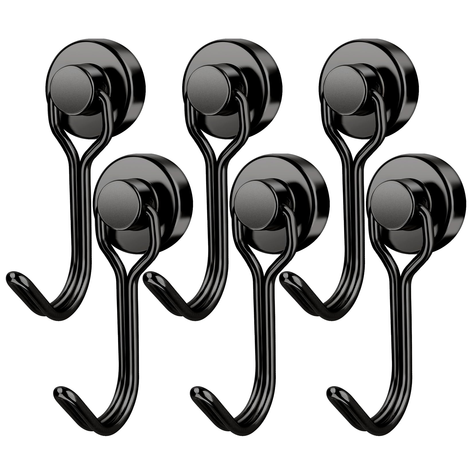 thumbnail image 2 of BRANDED Neodymium Magnetic Hooks 25lb Capacity – Multipack Of 3 Or 6 Strong Black Hooks For Cruise, Grill, Fridge & Garage 2 of 3