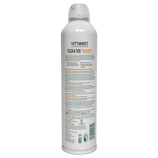VET’S BEST NATURAL FLEA AND TICK EASY SPRAY FOR DOGS – COTTON SPICE SCENT – NATURAL FLEA & TICK PREVENTION – KILLS PESTS ON CONTACT – PLANT-BASED FORMULA – MADE IN USA – 14 OZ