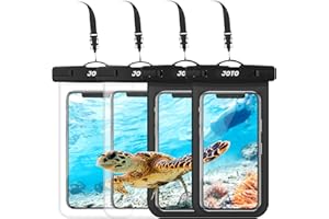 JOTO Waterproof Phone Pouch IPX8 Universal Waterproof Case Dry Bag Phone Protector for iPhone 15 14 13 12 11 Pro Max Plus XS XR X 8 Galaxy S23 S22 S21 S20 Pixel Up to 7" -4 Pack, Black & Clear