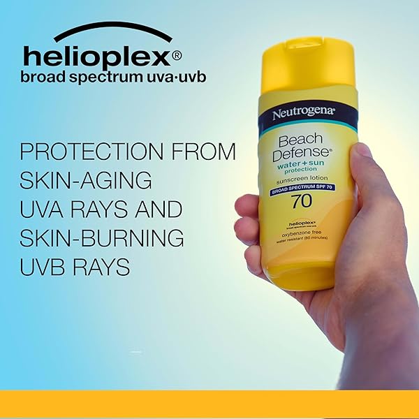 NEUTROGENA BEACH DEFENSE WATER-RESISTANT BODY SUNSCREEN LOTION WITH BROAD SPECTRUM SPF 70, OIL-FREE & PABA-FREE FAST-ABSORBING SUNSCREEN LOTION, UVA/UVB PROTECTION, OXYBENZONE-FREE, 6.7 OZ