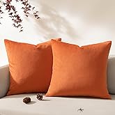 Phantoscope Pack of 2 Velvet Decorative Throw Decorative Pillow Cover Soft Solid Square Cushion Case for Couch Burnt Orange 18 x 18 inches 45 x 45 cm