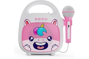 TANLANIN Kids Karaoke Machine for Girls and Boys, Portable Toddlers Bluetooth Karaoke Speaker Children Toy Singing Machine with Microphone for 4-10+ Year Old Kids Christmas Festival Birthday Gift, Cute Unicorn