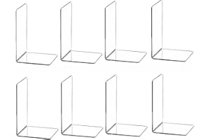 CQ ACRYLIC Clear Bookends for Heavy Books,8pcs Acrylic Book Shelf Organizer for Desk,Plastic Heavy Duty Book Holders Standand Invisible Bookshelf Dividers Decorative,Suitable for Office Home Weighted Bookends