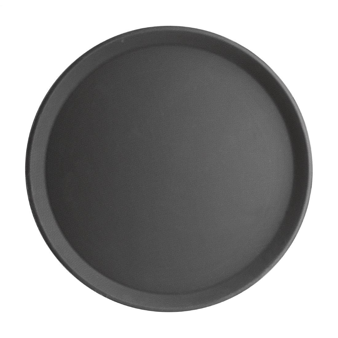Olympia Kristallon Fibreglass Non-Slip Tray - Round - 406(Dia) mm / 16 inch, Black, Slip-Resistant Surface, Large Waiter's Tray, Stackable, J847