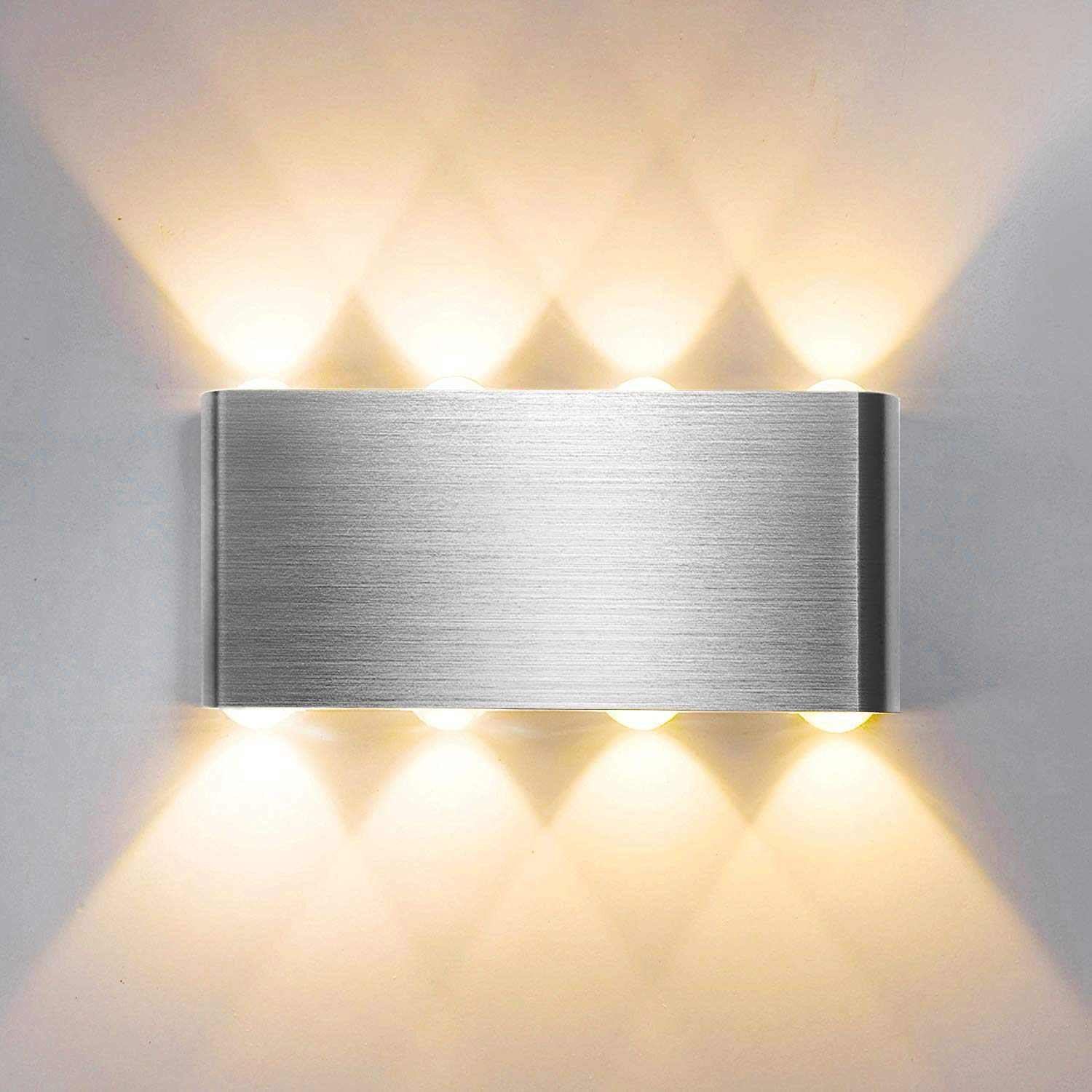 Lightess 8W LED Wandleuchte Innen Warmweiß Wandlampe Modern Up Down Licht Wandlicht Silber ...