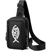 Negi Jesus Christ Small Sling Bags for Men Women Life Jesus Christian Fish Crossbody Bags for Travel Work Sport Black Chest Phone Bag Waterproof For Mens Lightweight Adjustable fanny pack