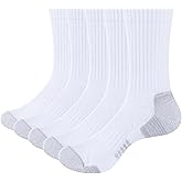 YUEDGE Mens Cushioned Crew Socks For Men, Sweat Wicking Anti-Odor Casual Everyday Work Gym Golf Training Athletic Socks