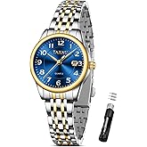 Taxau Womens Watch Fashion Dress Waterproof Silver Watches for Women Casual Easy Read Quartz Analog Women's Watch Two Tone Stainless Steel Ladies Watches with Day Date