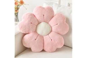 Ddliury Flower Pillow, Flower Shaped Pillow Decorative Throw Pillows for Bed Couch, Cute Daisy Pillow Dorm Decor Floor Seating Cushion (Pink, 15 Inches)