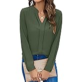 Blooming Jelly Women's Dressy Casual Blouses Business Long Sleeve Shirts V Neck Work Tops Fall Fashion Outfits