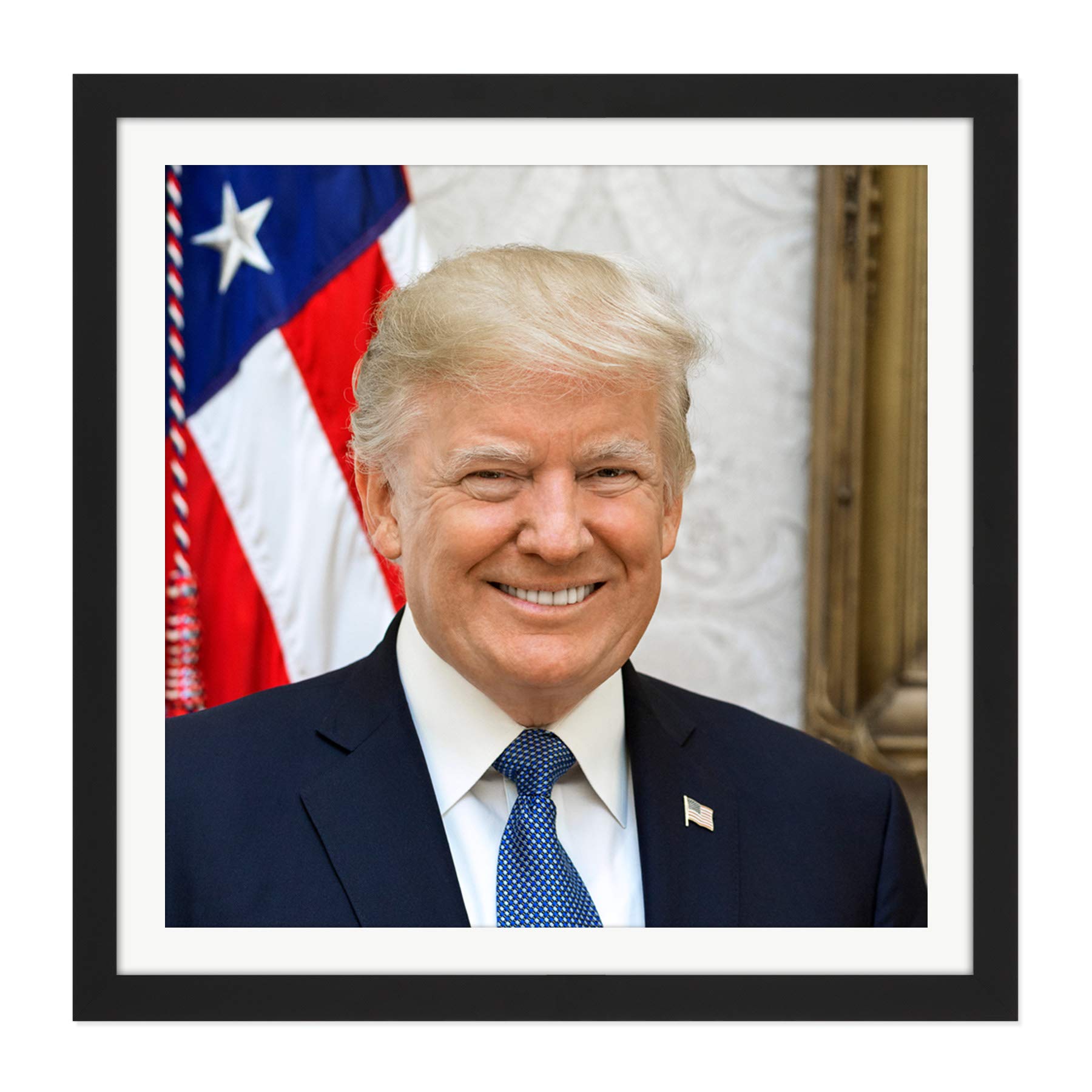 Artery8 Craighead Portrait US President Donald Trump Photo Square Wooden Framed Wall Art Print Picture 16X16 Inch