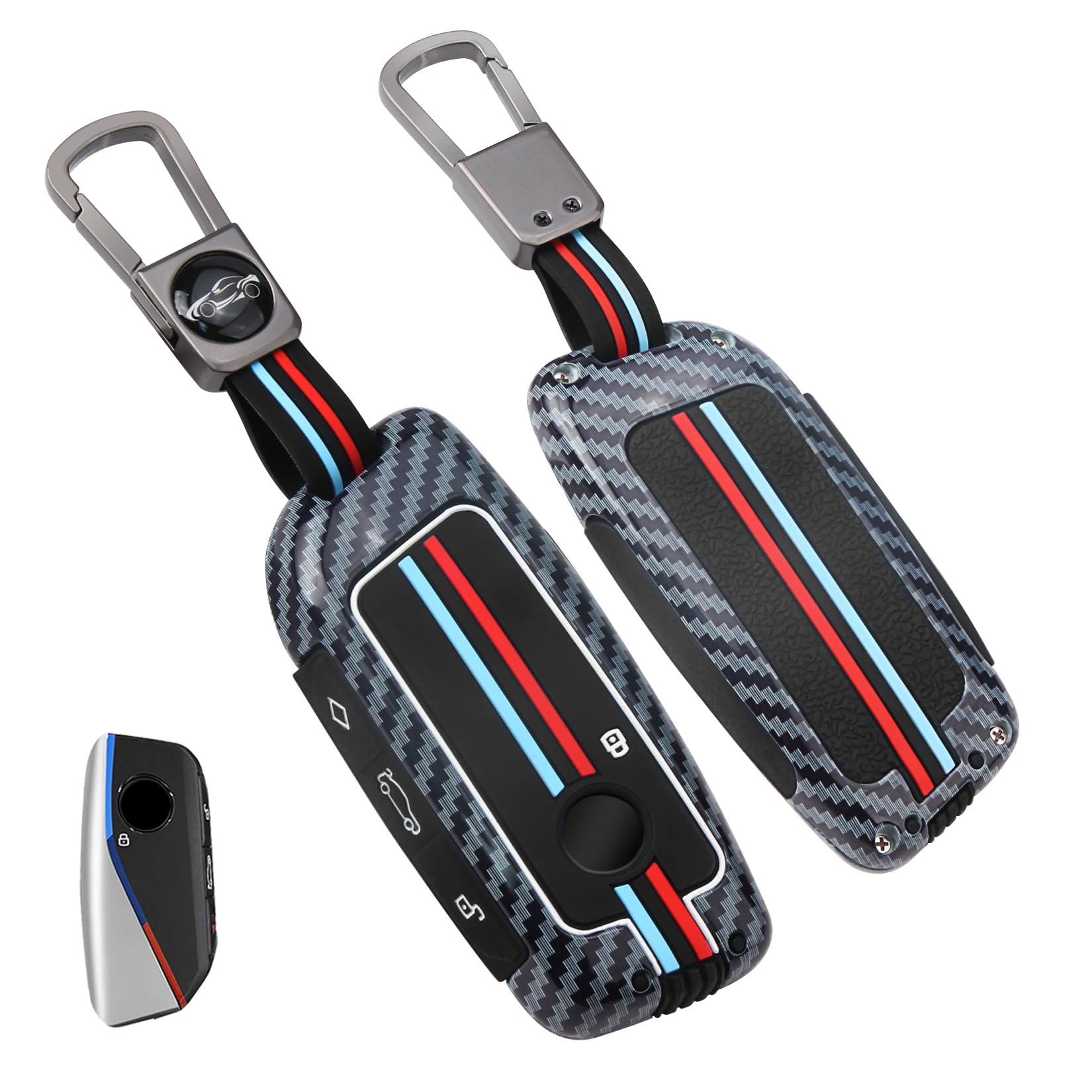 Photo 1 of 1Pcs Heavy Zinc Alloy Key Fob Cover for BMW 2023-2025, Full Protection Remote Keychain with Carbon Fiber Pattern Compatible with BMW New 5/7 Series X1 X5 x6 x7 XM IX IX3 I5 I7 740i 760i (Gunmetal)