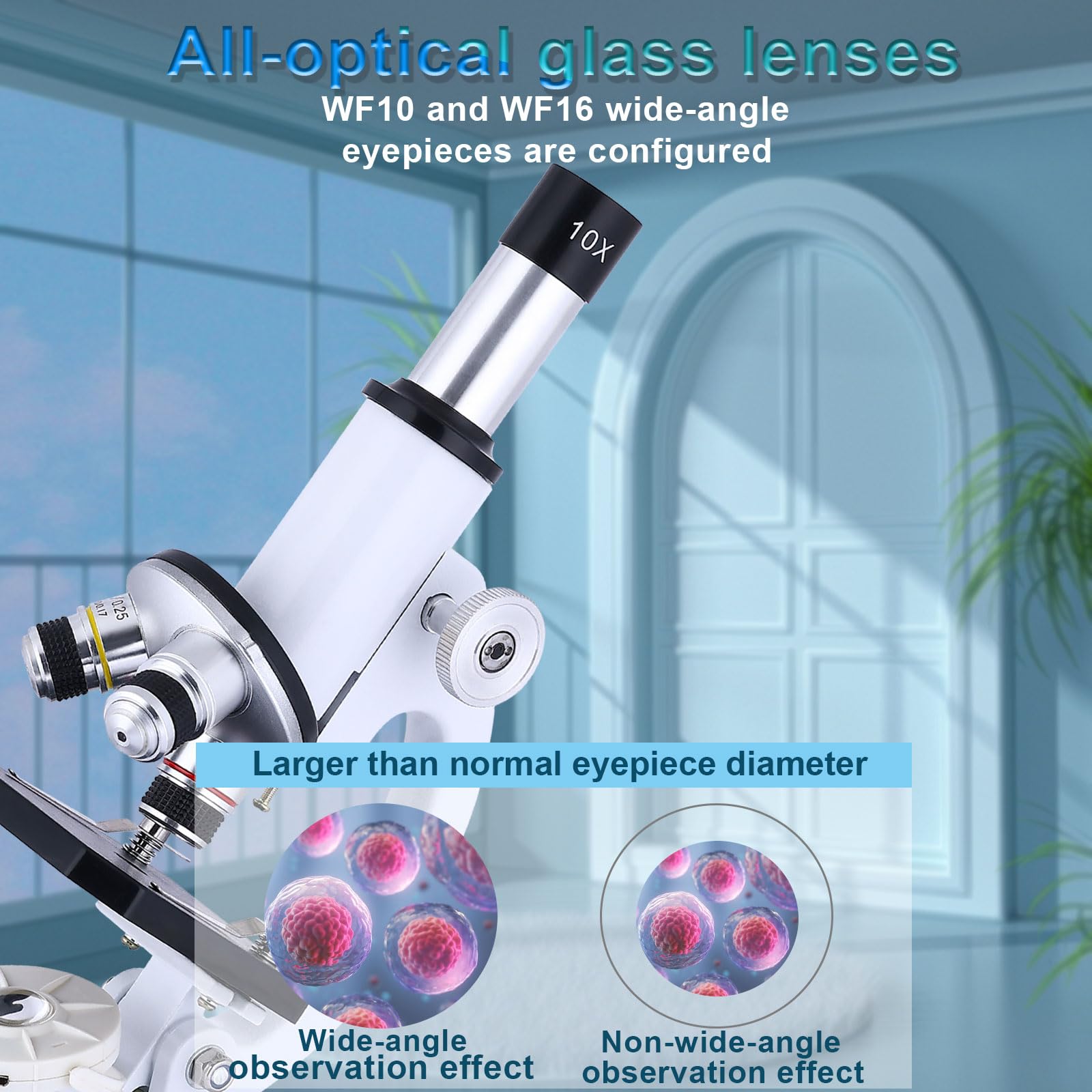 Microscope for Kids，40X-2000X Compound Microscope Mobile Phone Adapter with Microscope Slide Microscope kit for Home School Laboratories for Children Students