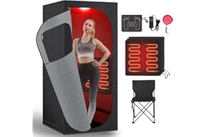 RRGFB Far Infrared Sauna Box with Red Light Therapy, Portable Dry Sauna for Relaxation, Detoxification, Carbon Crystal Heating,9 Levels, Full Size 5.9ft×2.9ft×2.6ft