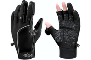 Riverruns Flexible Fishing Gloves Fleece Lining Windproof Ice Fishing Gloves Water-Repellent Touchscreen 3 Cut Fingers
