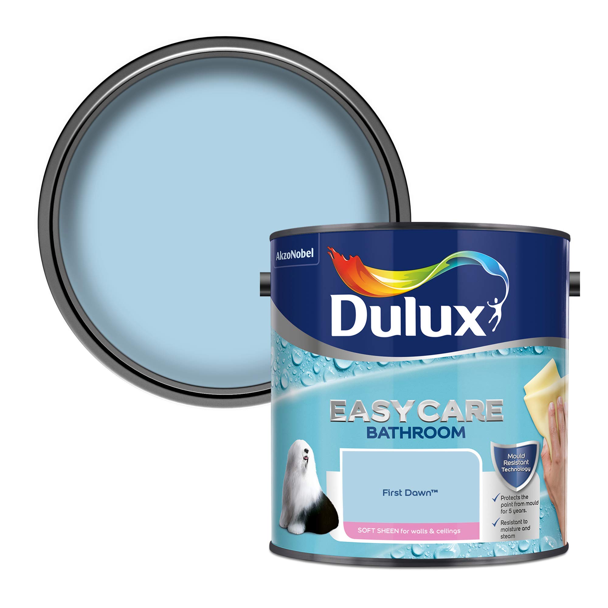 Dulux Easycare Bathroom Soft Sheen Emulsion Paint For Walls And Ceilings - First Dawn 2.5 Litres