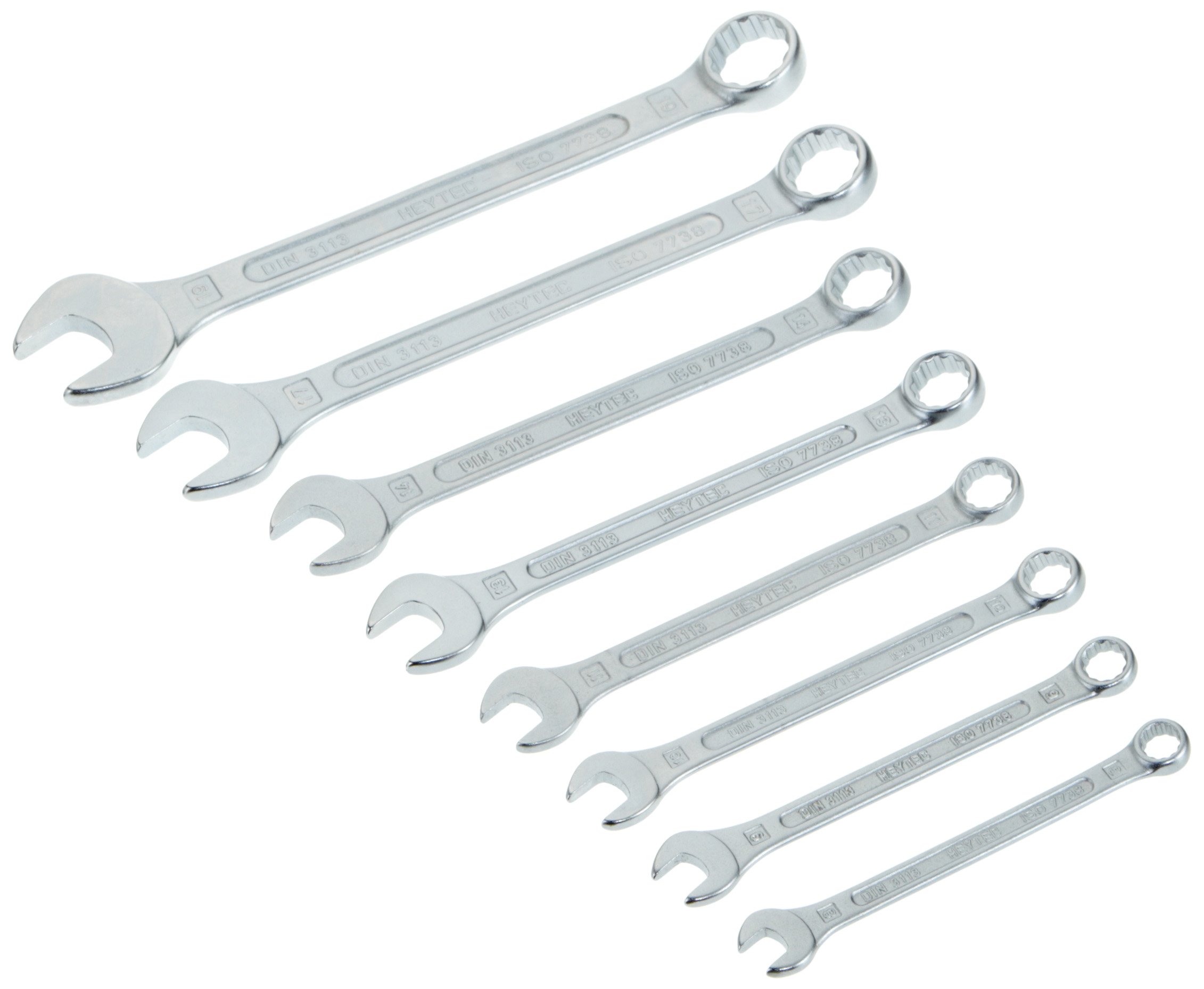 Heytec 50810924280 K 50810-8-M Combination Wrench, Silver, Set of 8 Piece