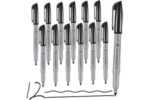 Affisure Permanent markers, 12 packs permanent markers bulk, quick drying in one second, smooth, not easy to erase, durable, can be marked on glass, tiles and cloth, office supplies,Gray shell