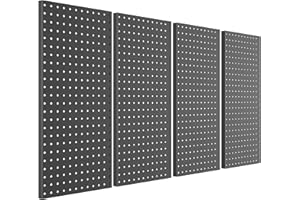 Pegboard Smith Metal Pegboard Panels 12" x 24", 4 Pack Black Wall Mounted Tool Organizer Boards, Heavy Duty Tool Storage Peg Board for Garage, Workbench, Office, Fits 1/4" Peg Hooks