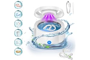 SQAU Ultrasonic UV Cleaner Retainer Cleaning Machine，200ML Dental Cleaning Machine for Brite Retainer,Shaver Head,Night Mouth Guard, Aligner for All Dental