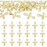 Pandahall 20Pcs 18K Real Gold Plated Cross Charms Tiny Brass Crucifix Cross Pendants Metal Cross Dangle Charms for Easter Necklace Earrings Keychains Jewelry Making